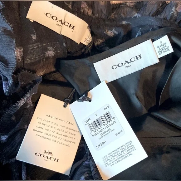 Coach Rose Print Sheer Pleated Dress - Picture 5 of 7